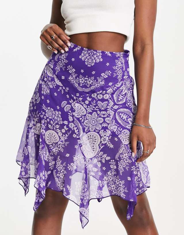 Raga Out For A Ride floral print mini skirt in purple