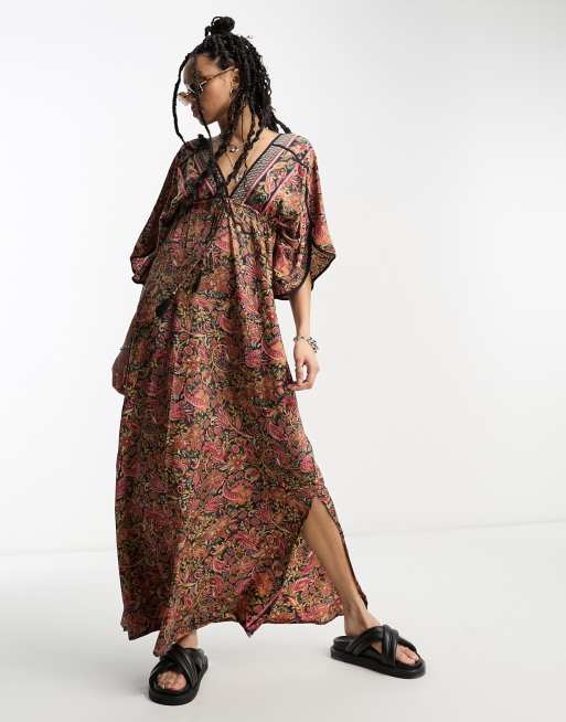 Raga paisley print plunge maxi dress in multi ASOS