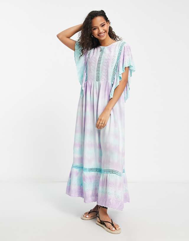 Raga Sweet Tooth tie dye maxi smock dress in blue