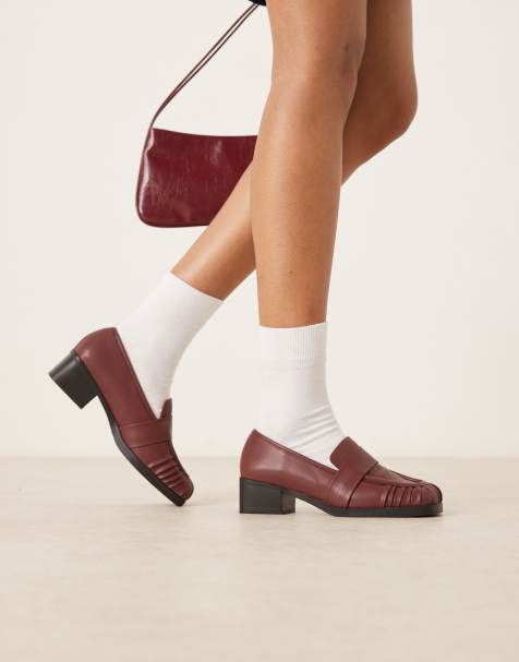 RAID Aarvi square toe loafers in burgundy - view 1