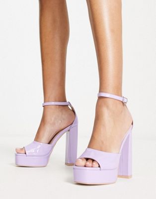 RAID Aasma platform heeled sandals in lilac patent - ASOS Price Checker