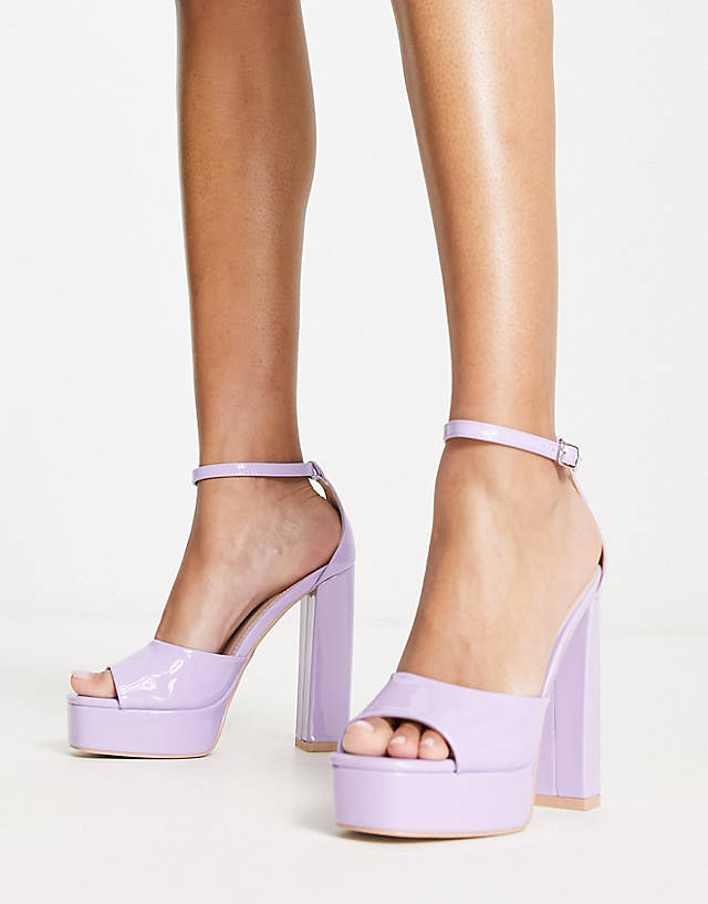 Raid - aasma platform heeled sandals in lilac patent