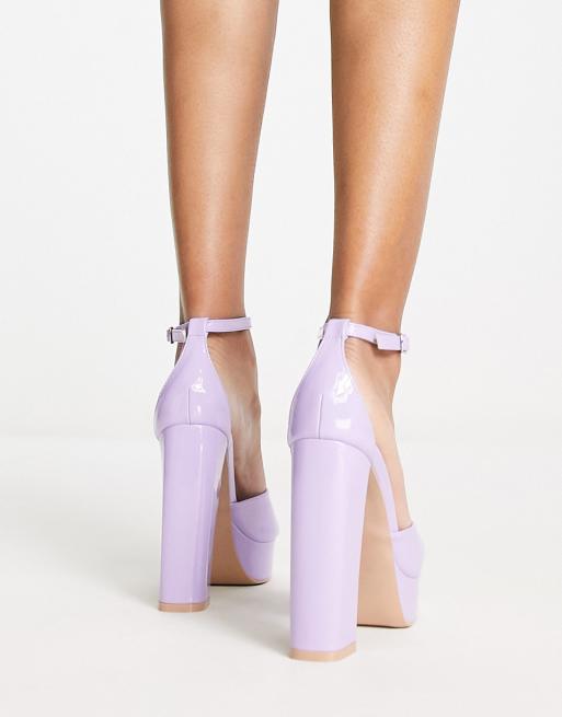 RAID Aasma platform heeled sandals in lilac patent