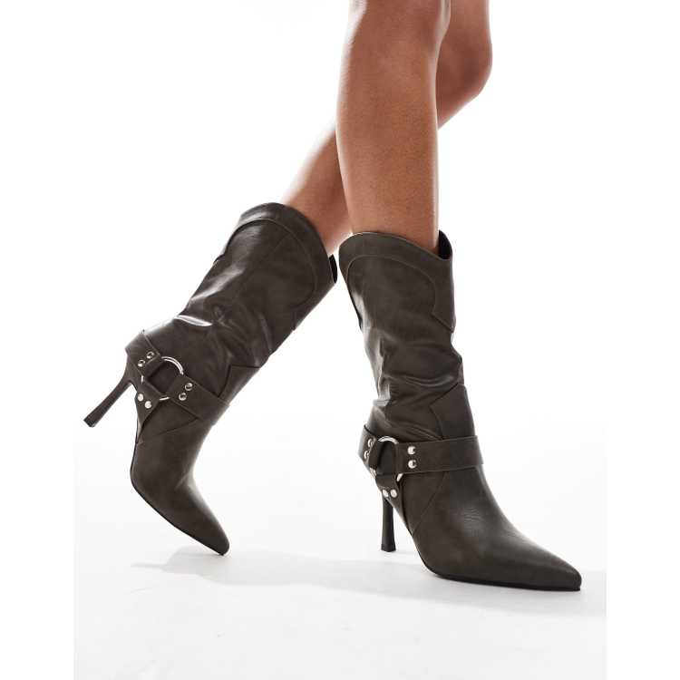 Raid poppy black western detail ankle boots clearance
