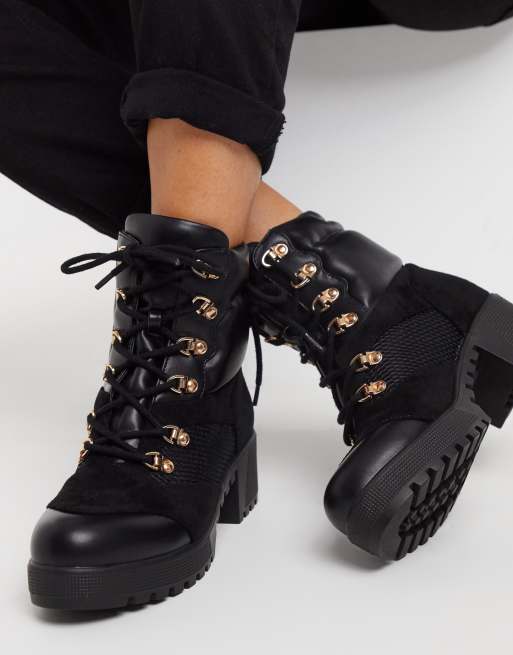 RAID Acorn chunky hiker boots in black mix ASOS