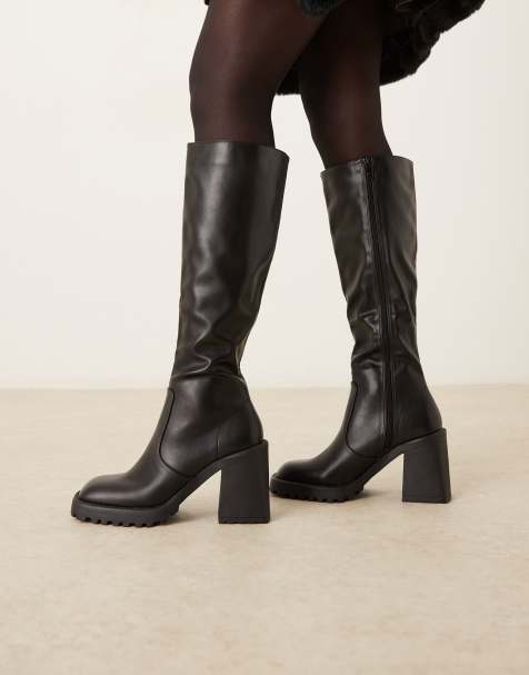 RAID Adilah block heel  knee boots in black - view 1
