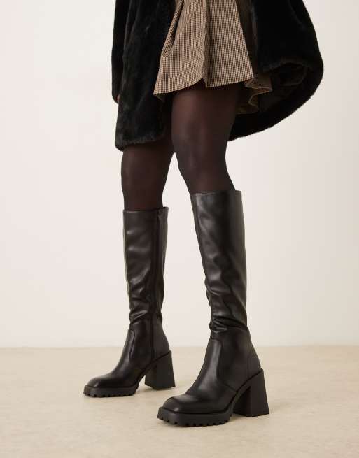 RAID Adilah block heel  knee boots in black , 3 of 4