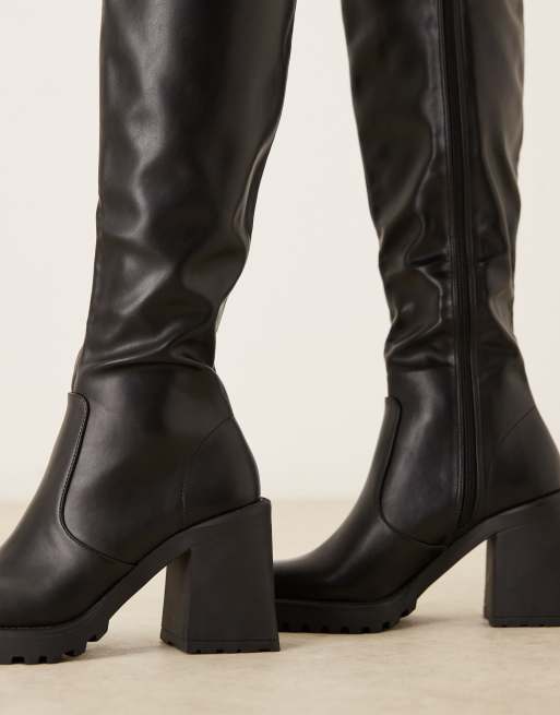RAID Adilah block heel  knee boots in black , 4 of 4