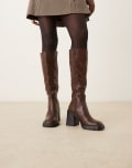 [Raid] RAID Adilah block heel knee boots in brown 36 Brown pu