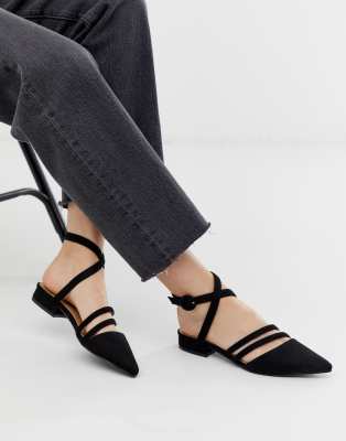 RAID Adorn black strappy flat shoes | ASOS