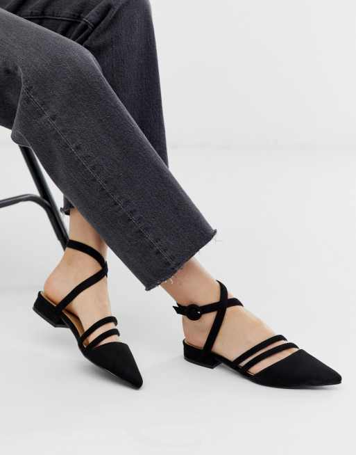 Black strappy hotsell flat shoes