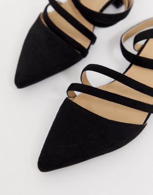 black strappy flat shoes