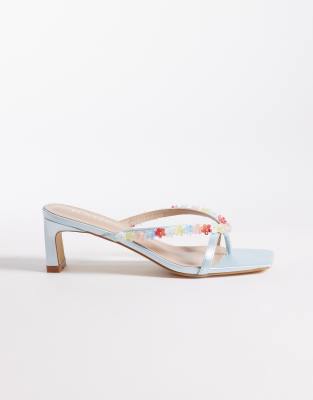Raid Airlea Kitten Heel Sandals With Flower Applique In Blue