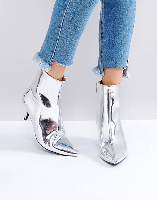 RAID Alecia Metallic Kitten Heel Boots