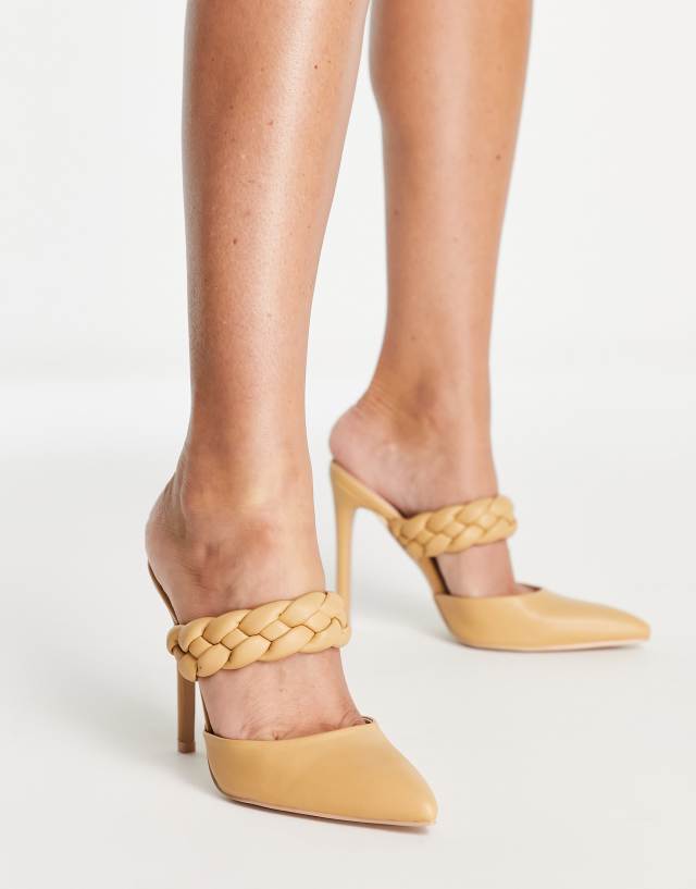 RAID Alessi plait strap heel shoes in camel