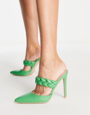 RAID Alessi plait strap heel shoes in green - ASOS Price Checker