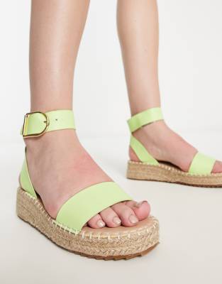 Raid Alice Flatform Espadrilles In Lime-green