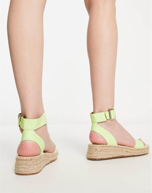 RAID Alice flatform espadrilles in lime