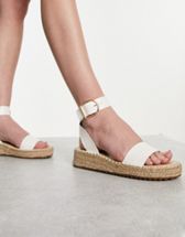 South Beach Cream Linen-Look 2 Part Espadrille Sandals