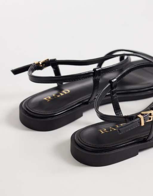 RAID Aluna flat sandals in black, 4 of 4
