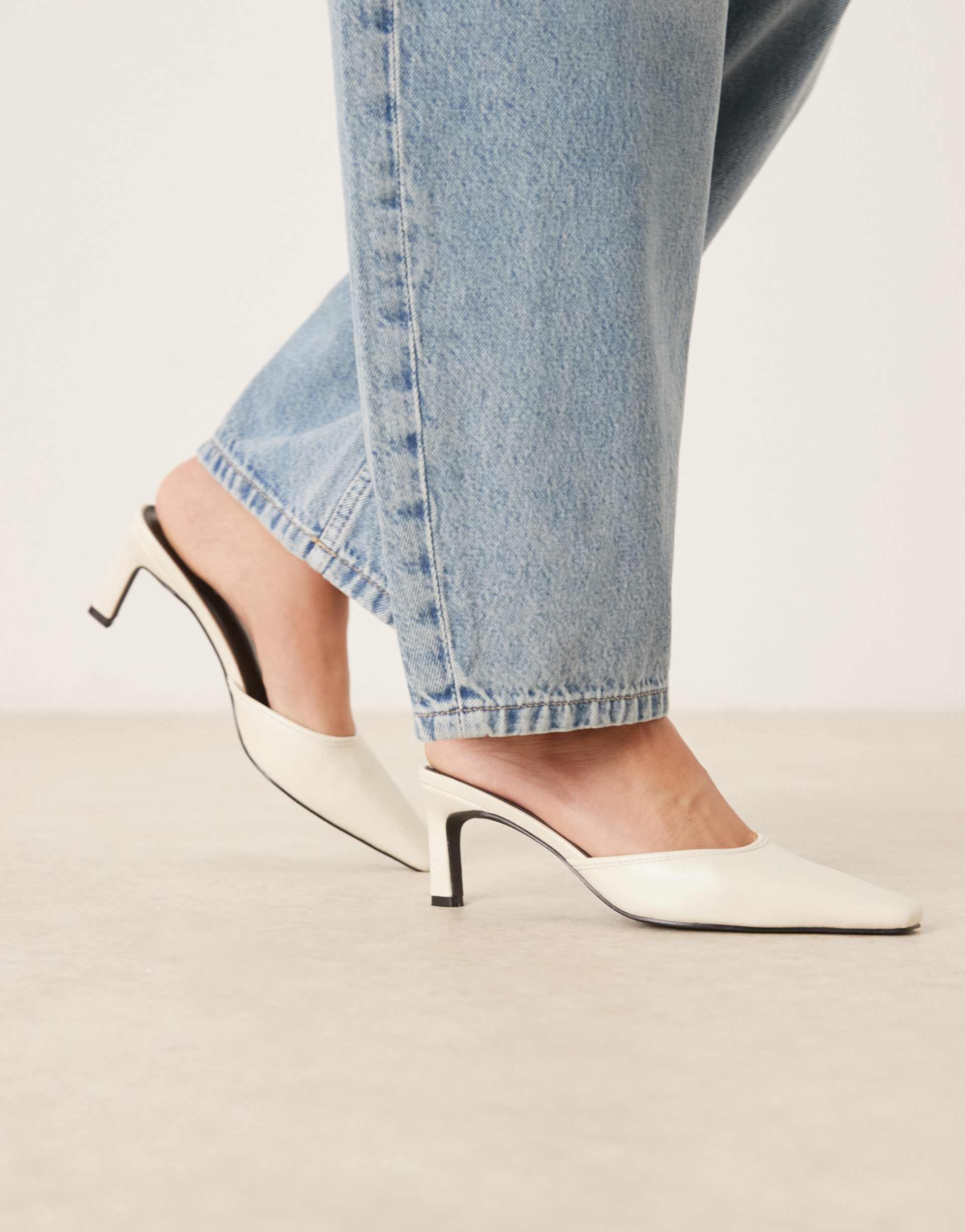 raid alya heeled mules in off white