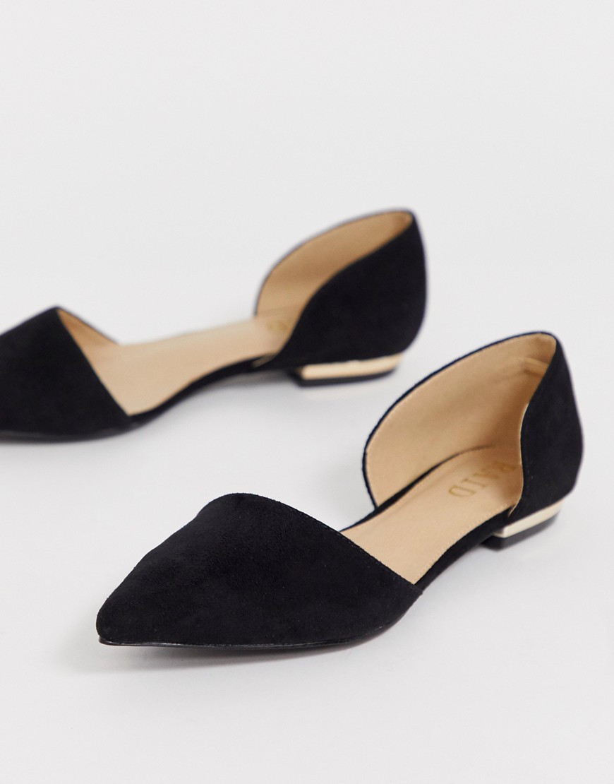 RAID – Amy – Svarta tvådelade skor i mocka med platt klack