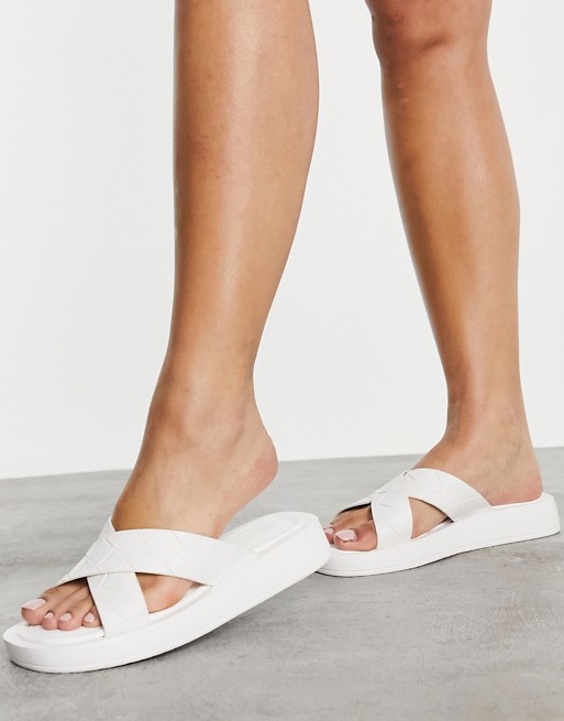 RAID Andina plaited chunky slide sandals in white
