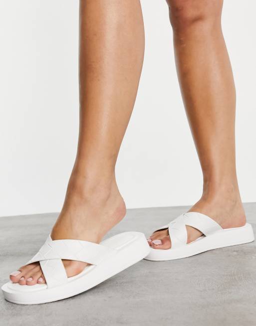raid white flat mules