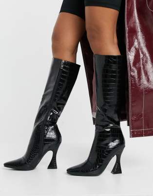 raid dileni pull on knee boots in black