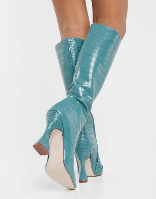 Turquoise knee 2025 high boots