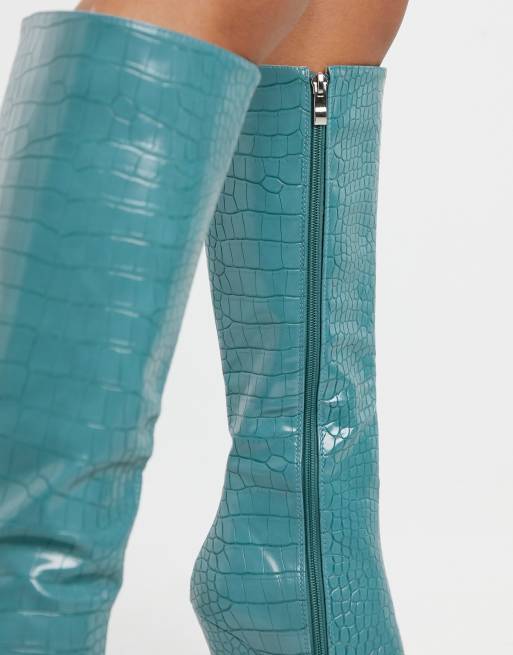 Turquoise knee cheap high boots