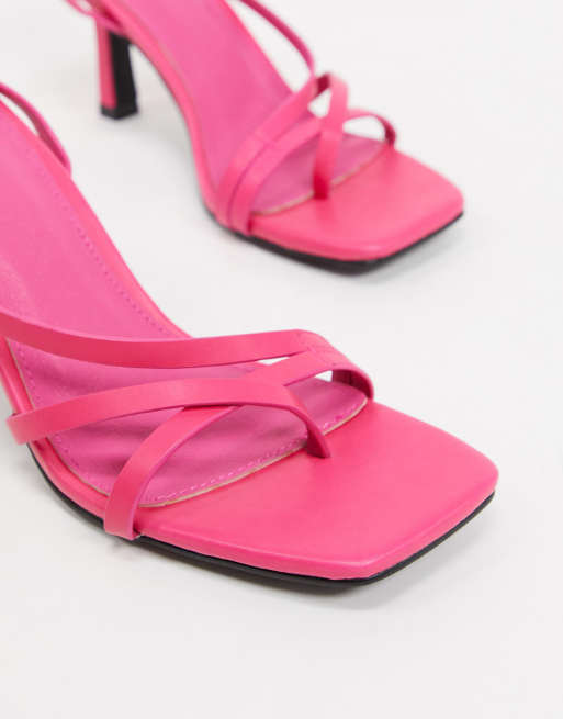 Pink square best sale toe sandals