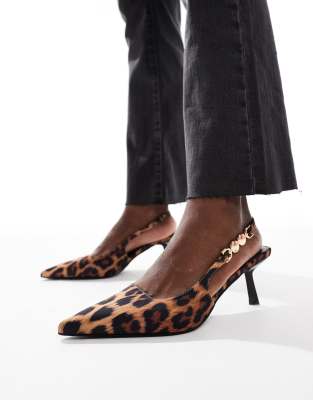 Ankana slingback kitten heeled shoes in leopard-Multi