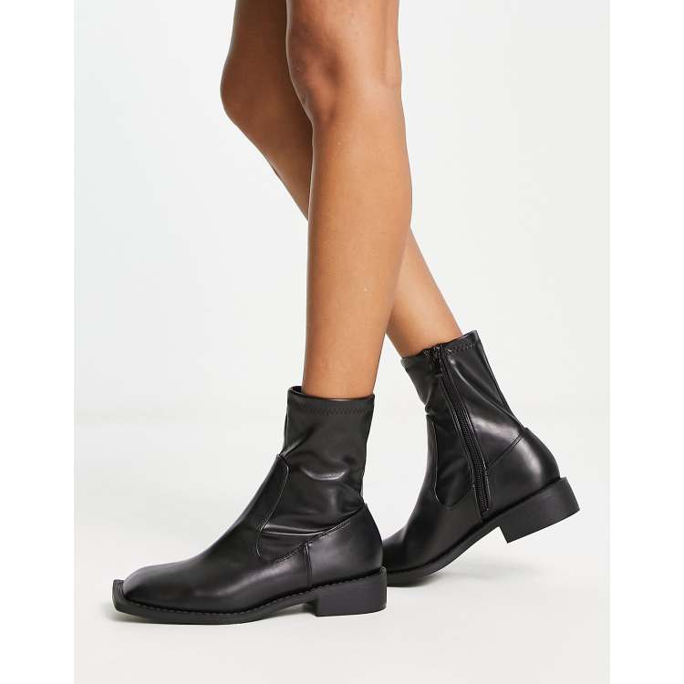 RAID Annelien square toe sock boots in black exclusive to ASOS