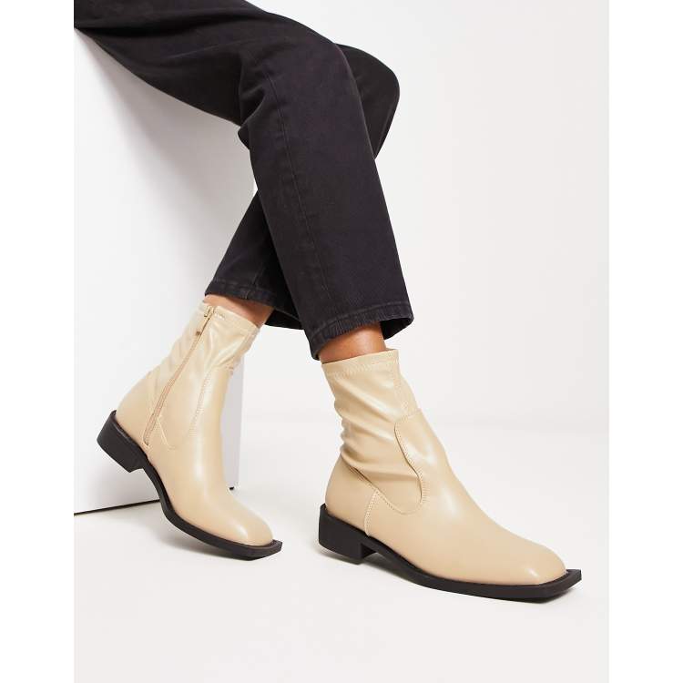 Asos design elexis 2024 leather ankle sock boots