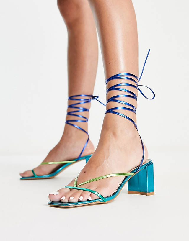 Raid - annelise tie ankle strappy sandals in mixed metallic