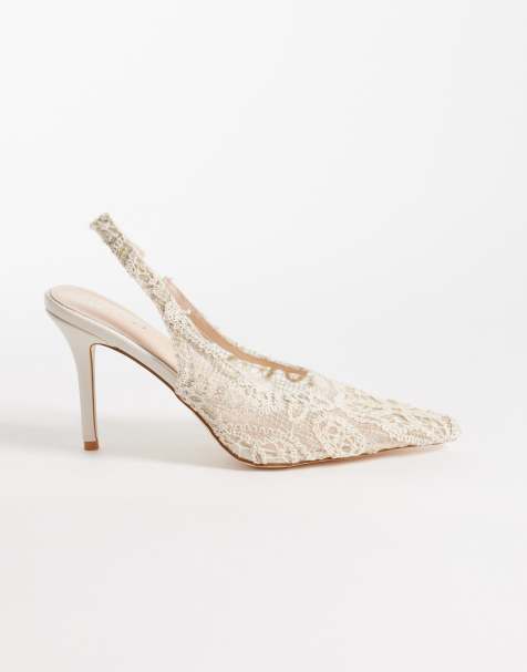 RAID Annona slingback heeled pumps in cream lace - view 1