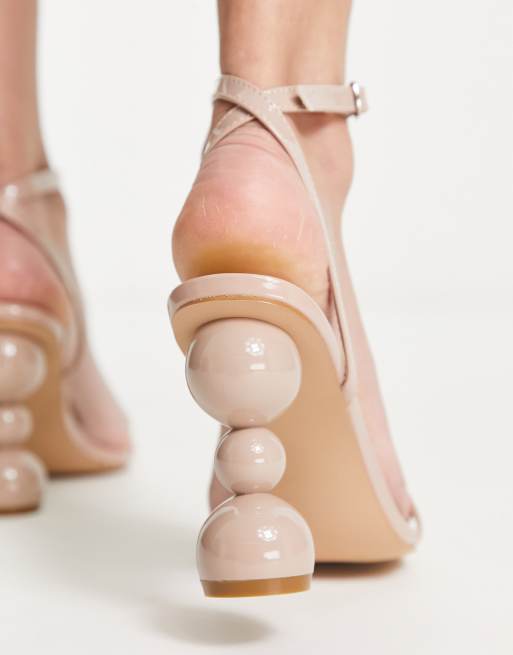 RAID Ashby sandals with bubble heel in beige patent