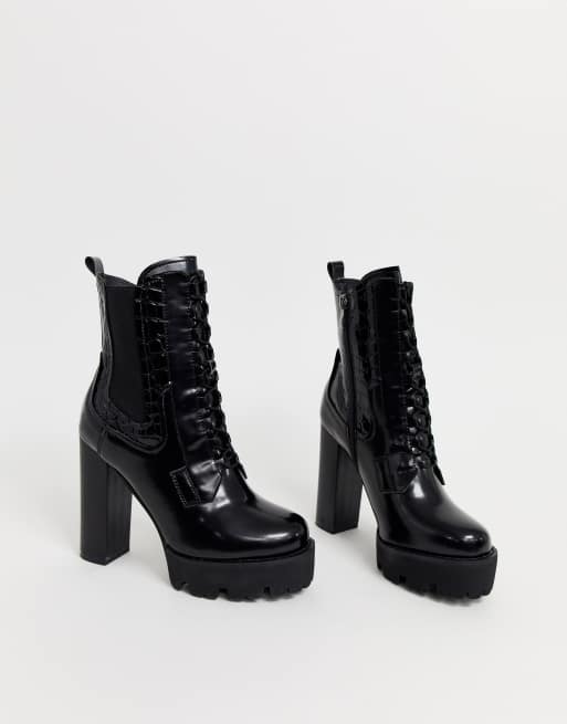 RAID Ashlynn black chunky heeled hiker boots | ASOS