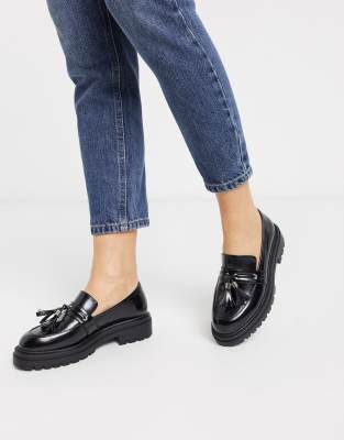 raid estera chunky heeled loafer shoes in black