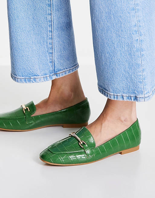 Women Flat Shoes/RAID Athen flat loafers in green 