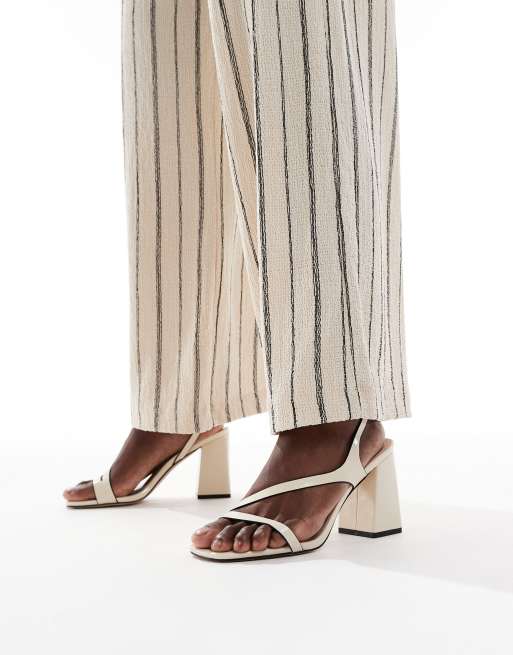 RAID Aubrey block heeled sandals in off white PU, 2 of 4
