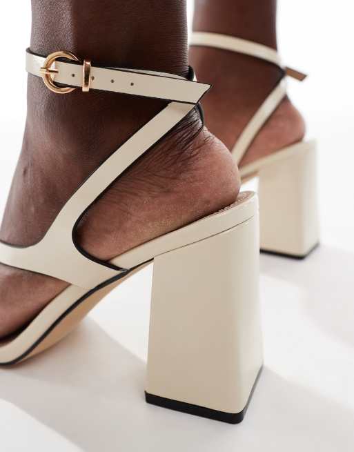 RAID Aubrey block heeled sandals in off white PU, 4 of 4