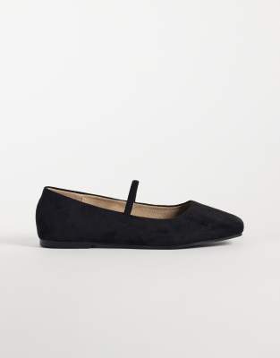 Raid Aylani Faux Suede Square Toe Ballet Flats In Black