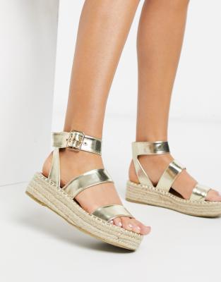 espadrille sandals gold