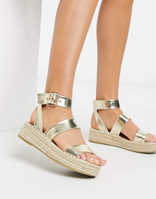 RAID Bellini espadrille sandals in gold | ASOS