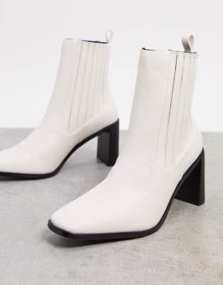 white heeled chelsea boots