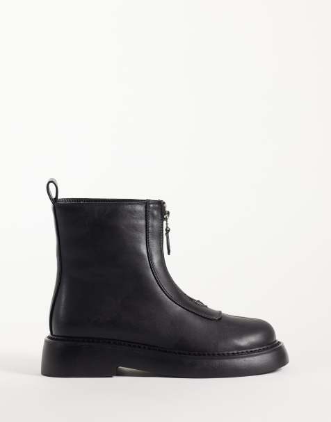 RAID Bernice front zip chelsea boots in black - view 1