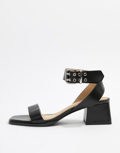 raid wink black square toe block heeled sandals