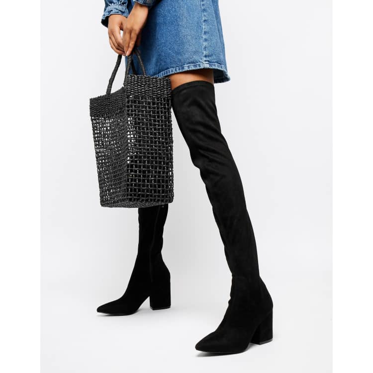 RAID black heeled over the knee boots ASOS